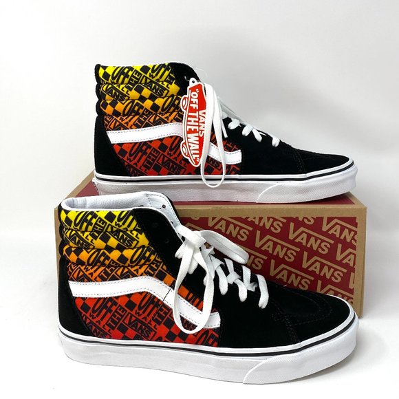 VANS Sk8-HI Logo Flame Suede Canvas Black Skate Shoes Women's Size VN0A4U3C2N5 - Picture 1 of 9
